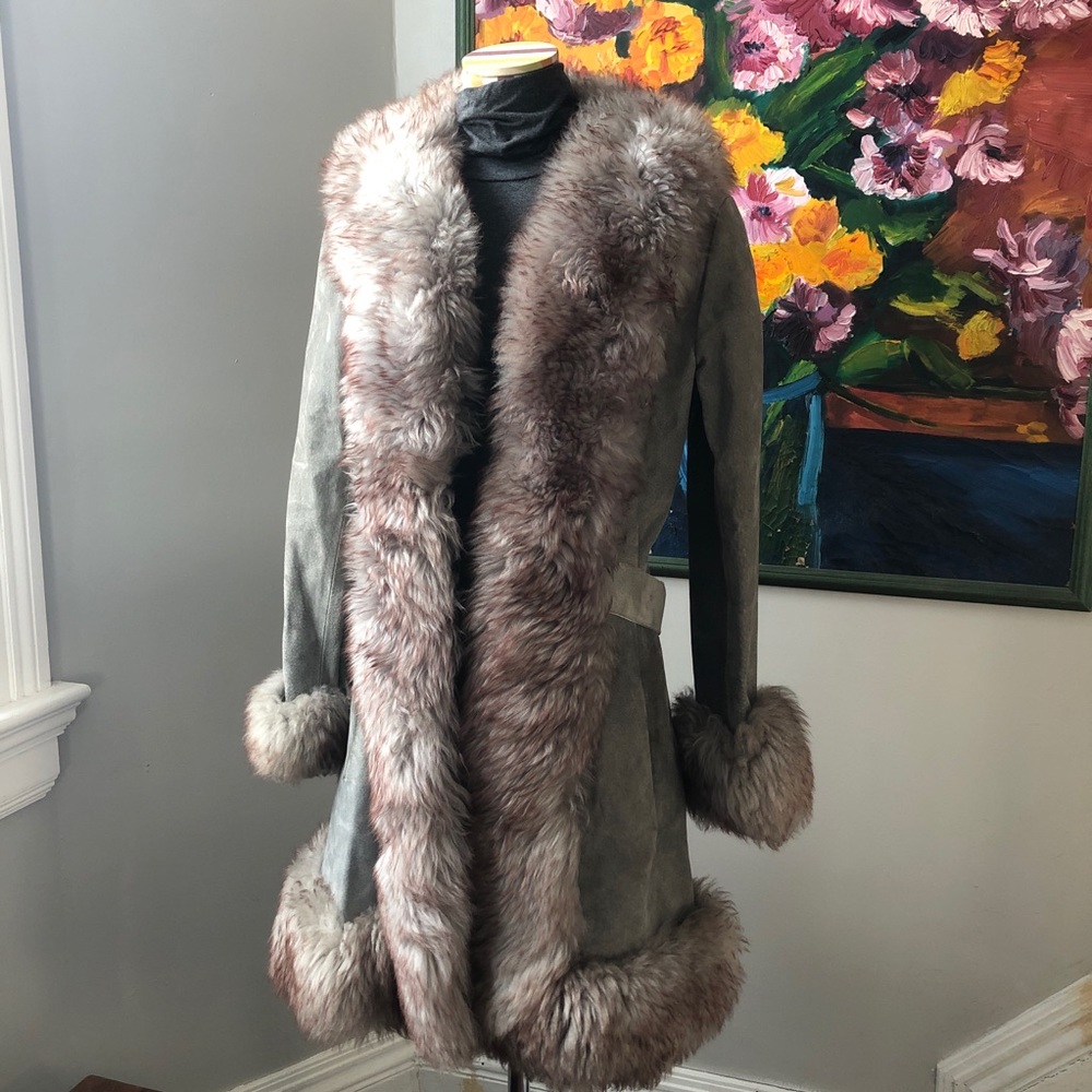 Vintage Faux Fur Lined Trim Penny Lane coat